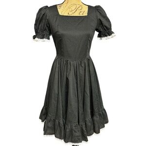 Vintage Home Sewn 60’s Black Polka Dot Fit & Flare Dress S/M